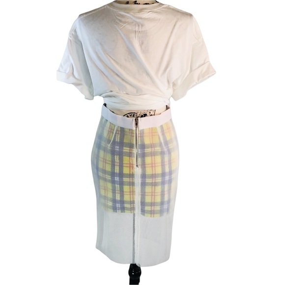 English Factory NEW Mesh Plaid Midi Skirt Exposed Back Zipper - S - 90’s Vibes! - Picture 9 of 13